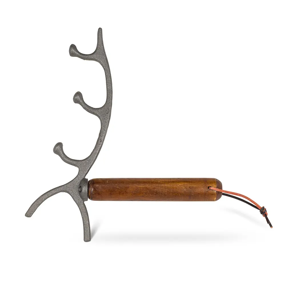 Abbott Collection AB-27-IRONAGE-371 12 in. BBQ Lid Opener with Wood Handle, Dark Brown