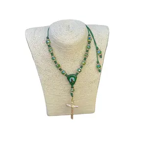 Saint Jude Knotted Rope Rosary Green