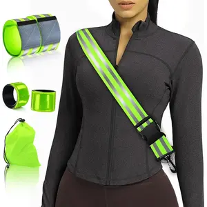 6 Pcs Reflective Sash Set for Night Walking High Visibility Reflective Gear for Arms Wrists Legs and Ankles Safety Straps and Belt for Men and Women