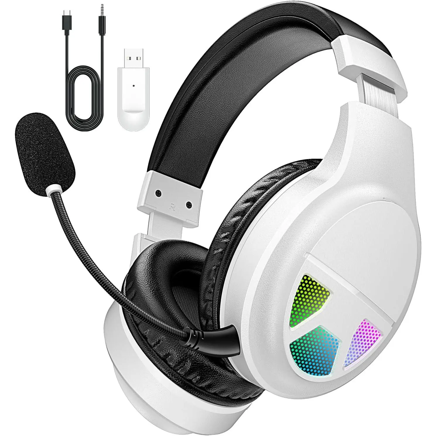 Wireless Gaming Headset with 7 1 Surround Sound and Noise Cancelling Microphone Bluetooth  Nintendo Switch Mobile Phone Laptop Mac Long