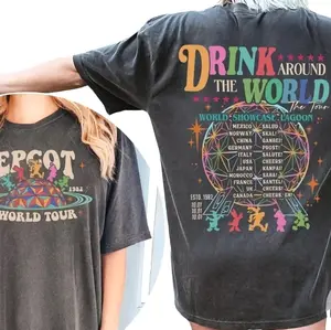 Adult Retro Epcot Drink Around The World Shirt, Drink Around The World Shirt, Epcot 1982 Shirt, Epcot Drink Around The World Shirt, Family Matching T-Shirt, WDW Tee 4