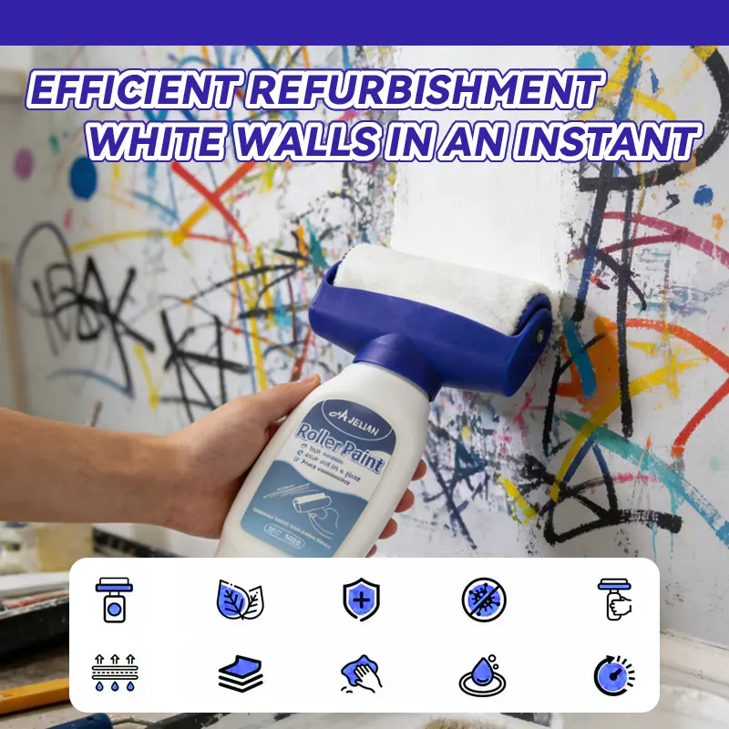 Premium Water-Based Synthetic Resin Latex Wall Paint (500g) - Low-Odor DIY-Friendly Interior Kit with Water-Based Spackling Paste, Large Roller for Home Renovation, Wall Repair