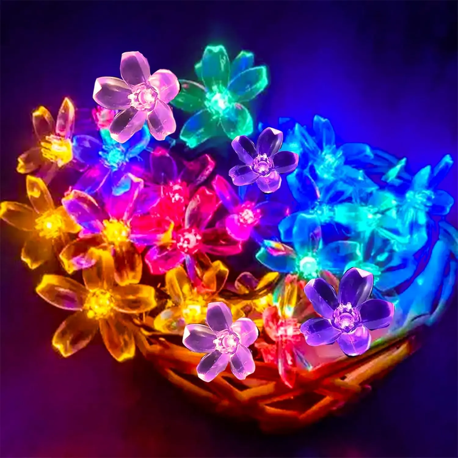 Chunting Color-Changing Blush Pink Cherry Blossom Decorative Fairy Lights - 10ft 30 LED, 8ft Lead Line, Battery-Operated (Batteries Included), USB Plug-In, 8 Timer Modes, Waterproof Mood Lighting for Bedroom, Christmas Decor