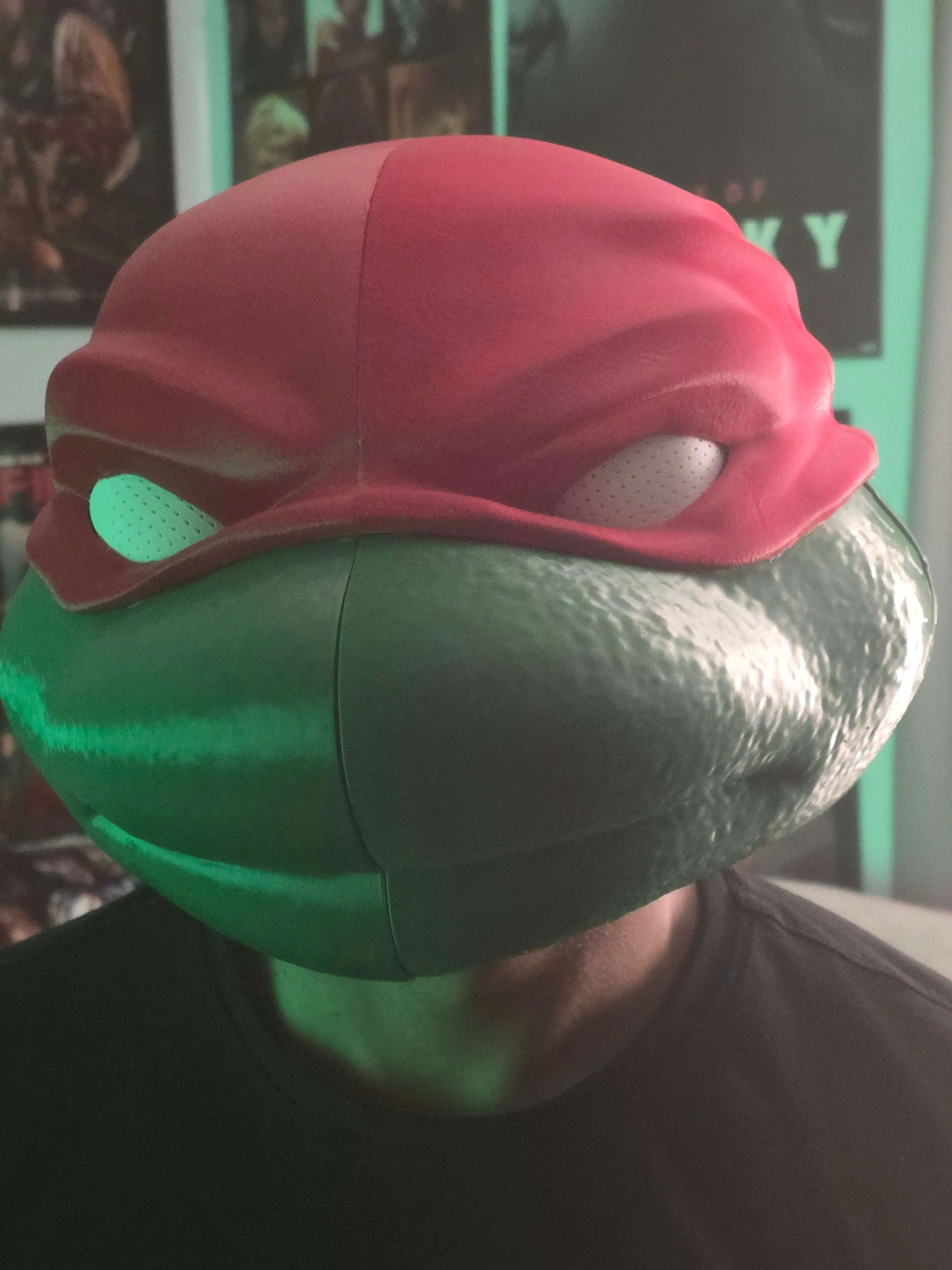 Fighting green ninjas Raphael helmet mask fits heads up to 24"