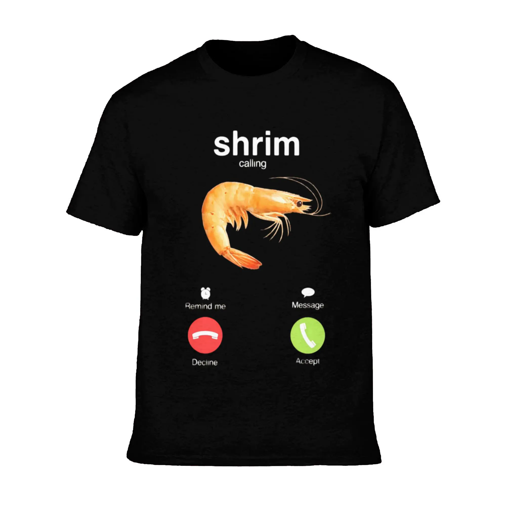 Men's "Shrim Calling" Funny Shrimp Popular Meme Image Short-Sleeve T-Shirt - Breathable Casual Round Neck, Hilarious Food Pun, Trendy Streetwear Unisex Top, Popular Meme Image Men's Short-Sleeve T-Shirts