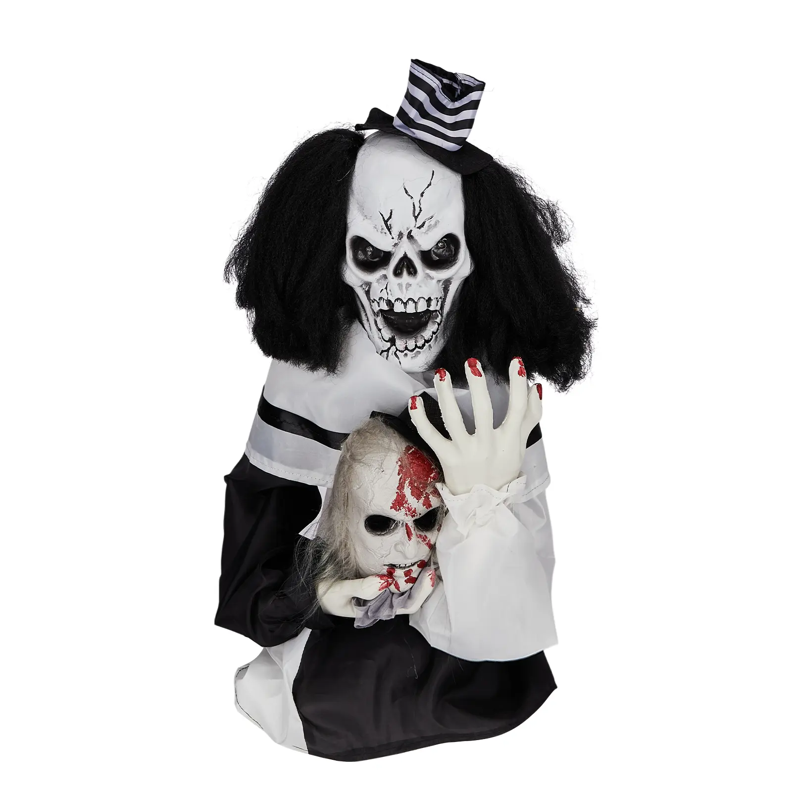Ubesgoo 1.8ft Spooky Halloween Clown Decoration - Sound-Activated Festive Prop with Creepy Sound for Indoor Home Table, Outdoor Garden Yard