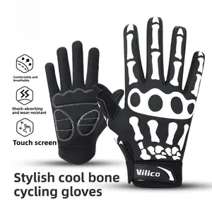 Vilico Stylish Cool Bone Cycling Gloves Road Bike Shock Absorption Non-Slip Wear-Resistant Full Finger Touch Screen Outdoor Sports Mountain Bike Gloves summervibes, Touchscreen Breathable cycling Gloves