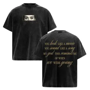 Adele – When We Were Young Vintage Washed T-Shirt, Emotional Pop Ballad Graphic Tee, Soulful Lyrics Design Oversized Heavyweight Cotton Streetwear