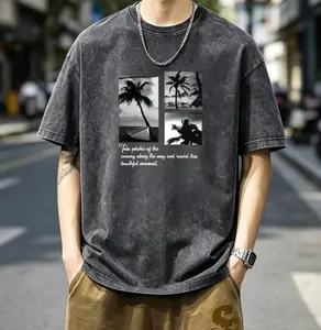 Trendy Cool Guy- 180G Washed Pure Unisex T-Shirt, Suitable for All Seasons, Loose And Breathable, Versatile for Trendy Sports, Daily Casual Wear, And Various Occasions, Standard Size Men'S Short-Sleeve Top, Men'S T-Shirt