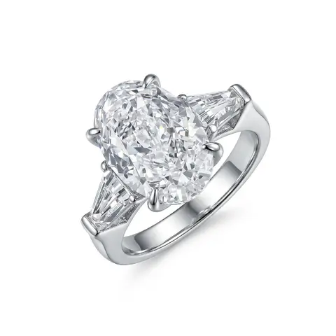 [#4303】3CT High Carbon Oval Ice-Flower Cut Ring, 925 Sterling Silver, VVS, Eternal Promise Luxury Style