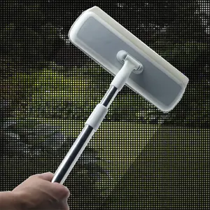 Cleaning Brush for Window Screen, Screen Cleaner Tool, 2 in 1 Multifunctional Magic Mesh Small Brush with Long Handle for Patio, Door, Porch Screen