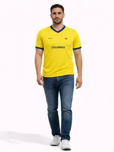 Colombia National Team Football Fan Sport T-Shirt, Quick-Dry Fabric, Short Sleeve, Casual Fit, All Seasons, Stadium Wear