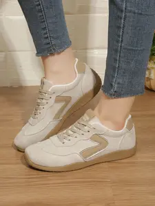 Women's Casual Low-Top Shoes, Comfortable Anti-Slip Flat Sole, Fashion Versatile, All Season Lightweight Solid Color Vintage Lace-Up Sneakers, Walking Shoes, Trainer, Sports Shoes, Fashionable Casual Sneakers