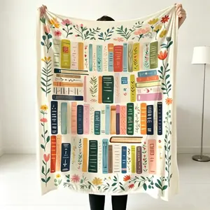 Aesthetic Bookish Wildflowers Blanket, Cottagecore Vintage Library Fleece Throw, Cute Summer Reading AC Blanket, Thoughtful Graduation Teacher Gift for Book Lovers, Dorm Room Essentials 2026