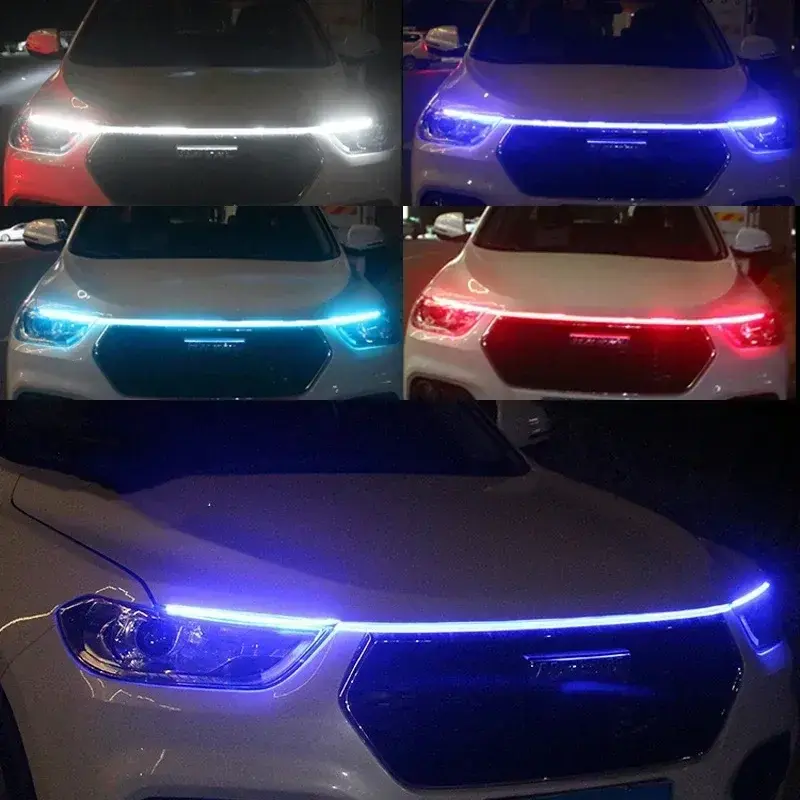 2026 New LED  Car Daytime Running Light DRL With Turn Signal Lamp Car Hood Decorative Light Strip With Start Scan Meteor Dynamic 12V