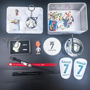 Ronaldo Gift Bundle(1 CR7 gift box+1 Keychain+1 Figure+1 Pen+1 Necklace+2 Rings+1 Pair Of Shin Guards+5 wristbands)