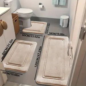 3pcs Non-Slip Bath Mats |     Ultra-Absorbent, Soft Polyester Bathroom Rugs for Tub, Shower, Home Decor and Floor Matting