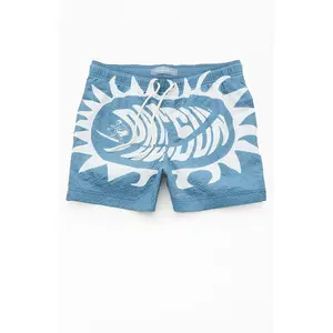 Pacsun Men's Blue Logo Seersucker 4.5" Swim Trunks