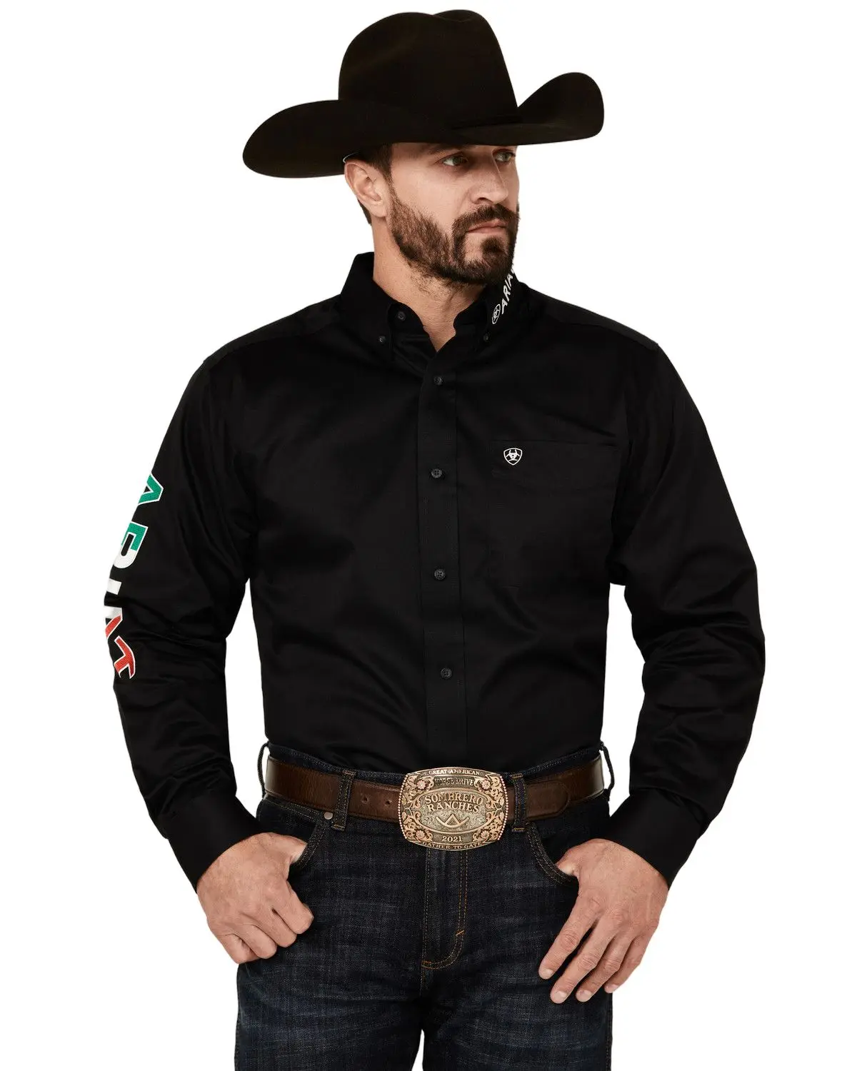 Ariat Men's Men'S Twill Fitted Team Mexico Solid Long Sleeve Button-Down - 10038914