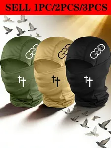 3pcs/2pcs/1pc Unisex Cross and GOD IS GOOD Letter Printing Balaclava Mask Neck Gaiter Headwear Breathable Face Cover Ski Mask for Men Women Outdoor Sports Hiking Fishing Commuting Suitable for Daily Wear