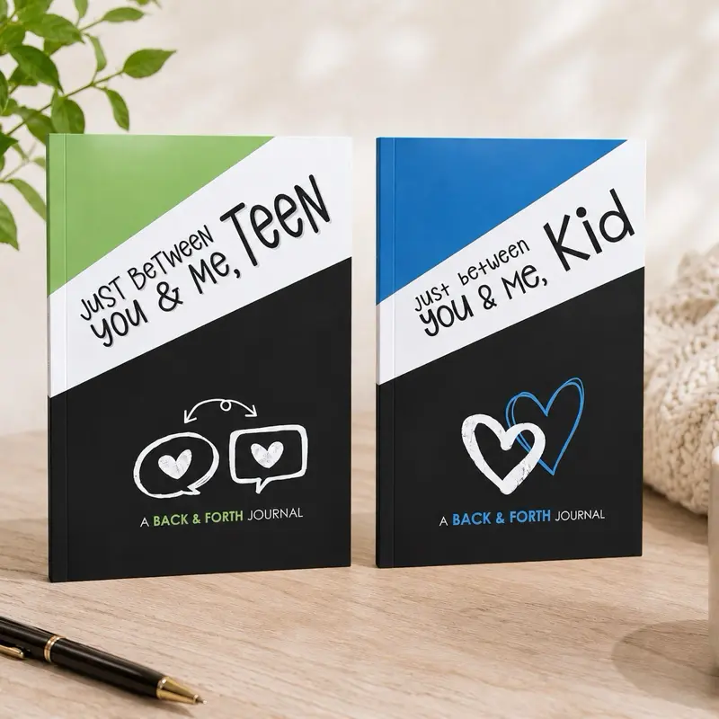 Just Between You & Me Kid Back-and-Forth Journal - Interactive Notebook, 200 Pages with Tender & Engaging Back-and-Forth Prompts Spark Talks, 8.5x5.5 in/9x6 in Soft Cover English Book for Children & Adults, Great Gift for Birthdays/Christmas
