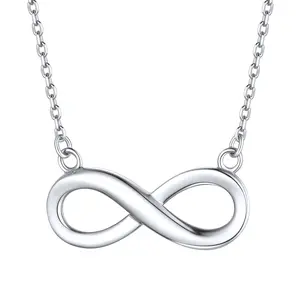 ChicSilver Stackable Dainty Daily Simple Elegant High Polished Infinity Eternal Love 925 Sterling Silver Cubic Zirconia Necklace for Women