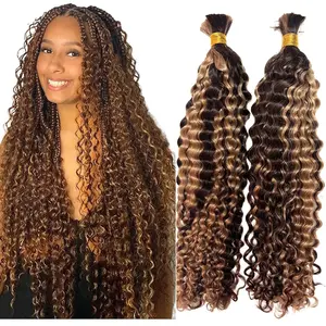 #4/27 Mixed Colored Bulk Human Hair Extension Burmese Curly Bulk Hair For Braids Double Drawn Braiding Hairpieces 100g/Bundles