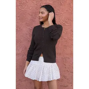 John Galt Women's Brown Amalie Cable Knit Cardigan