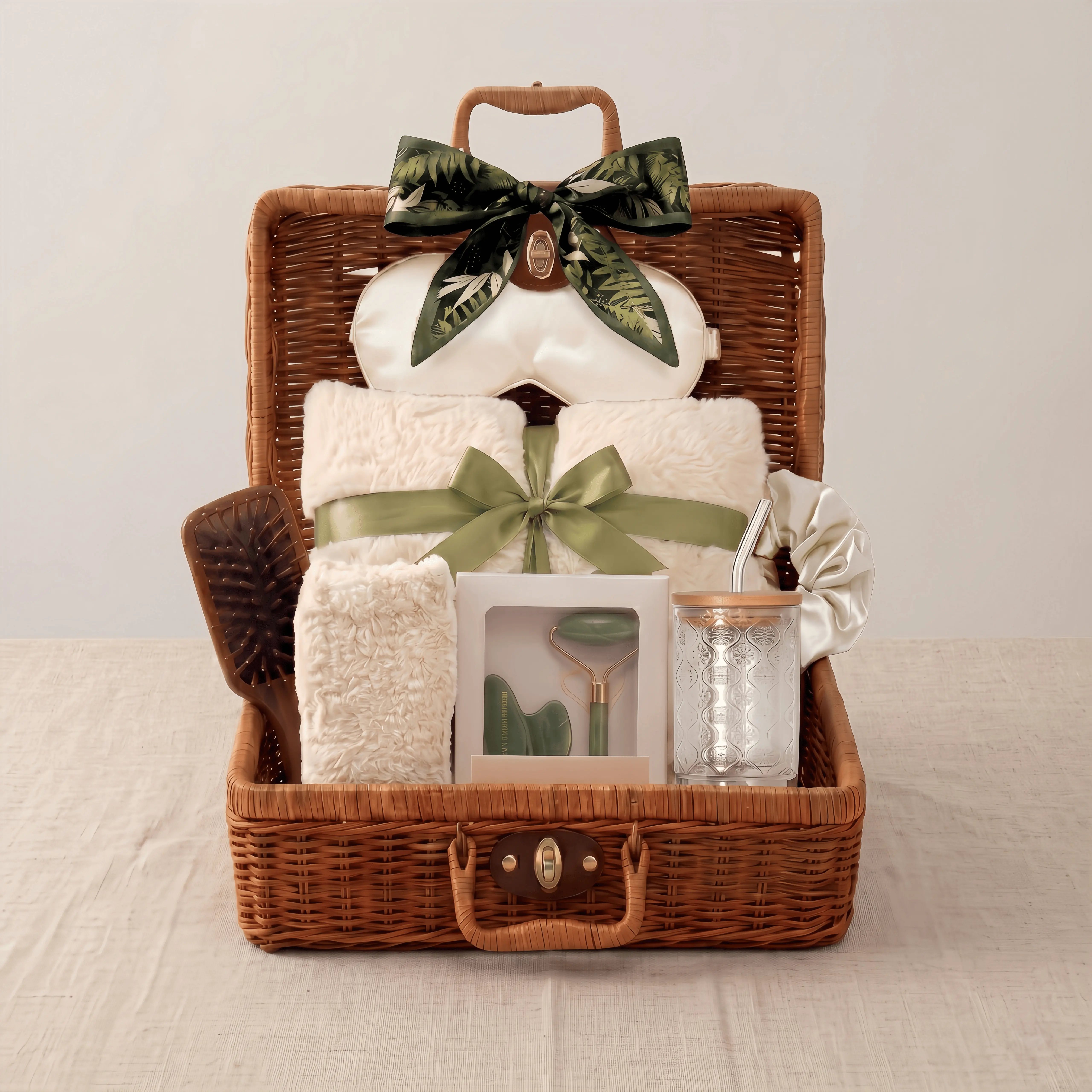 Women's Luxury Self-Care Gift Box Set - Non-Slip Grip Socks, Fluffy Blanket in Vintage Suitcase, Birthday Appreciation Eye Gift Basket for Mom, Get Well Soon Kit, Birthday Gift Baskets