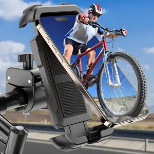 Bike Phone Holder, Motorcycle Phone Mount, [Camera Friendly] [Quick Install] [Double Locked]Clip for Scooter, 360° Rotate Cell Phone Clamp for iPhone 16 15 Pro Max/14/13, Galaxy and More 4.7-7" Phone