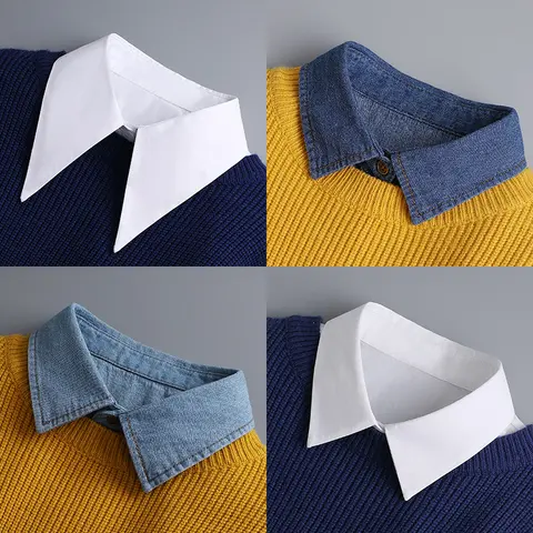 Women's Denim Detachable Collar Gift Box Set - Formal Fashion Accessory for Adults, Unisex Fit, Exquisite Layered Look, Engagement & Daily Wear, All Seasons Sweater Accent for Business Casual & Commute