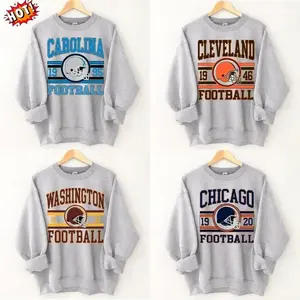 All Teams Football Crewneck Sweatshirt – SPORT GREY Color, Unisex Classic Fit, Soft Pullover, Vintage-Inspired Sports Fan Apparel for Game Day - RO