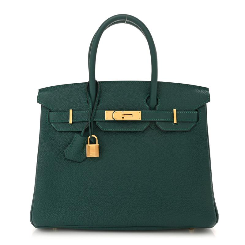 Pre-owned HERMÈS Leather Travel Bags Togo Birkin 30 Malachite