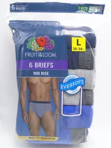 Fruit of the Loom Menswear Basic Fashion Soft Cotton Briefs - Tag-Free, Moisture-Wicking, Assorted Color Multi-Packs
