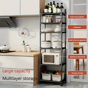 6 Tier Adjustable Metal Plastic Frame Rolling Storage Cart High Capacity Mobile Organizer Trolley for Kitchen Laundry Room Bedroom Space Saving Racks