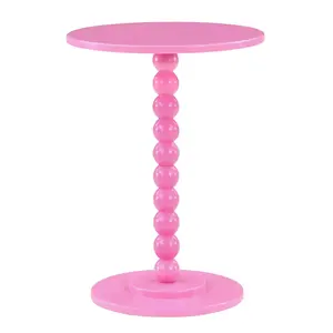 Breighton Home Regal Vineyard Spindle Accent Table Pink: 24.25" High, Round MDF, Assembly Required