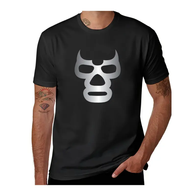 Blue Demon Graphic T-Shirt - 100% Cotton, Casual Crew Neck, Short Sleeve, Regular Fit, Knit Fabric, Geometric Pattern, Suitable for Men Streetwear Top