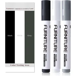 Furniture Markers Touch Up,  Floor Scratch Repair Kit, 3 Colors Markers for , Stains, Floors, Tables, Desks, Cabinet, Bedpost (Black, White, Gray)