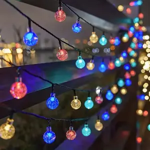 Solar Outdoor Garden Decorative Lights, 50/100 LED Crystal Ball Lamps, Solar Powered, Nickel Battery, Halloween Christmas Decorations, Waterproof Hanging Lights