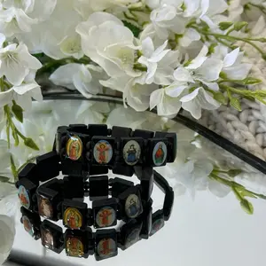 Religious Black Bracelet with Decorative Elements and Unique Design