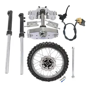 60/100-14 Front Wheel Tire and Rim Disc Brake, Dirt Bike 630mm 33mm Front Fork Shock, Triple Tree Clamp,12mm Bearing Axle, Brake Master Cylinder Caliper Kit for 125cc 140cc 150cc Dirt Pit Bike