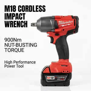 Milwaukee M18 FMTIWF12 1/2 Inch Impact Wrench 900Nm Heavy Duty Automotive Repair  Cordless High-Torque Drill Set Kit Nailer Lithium