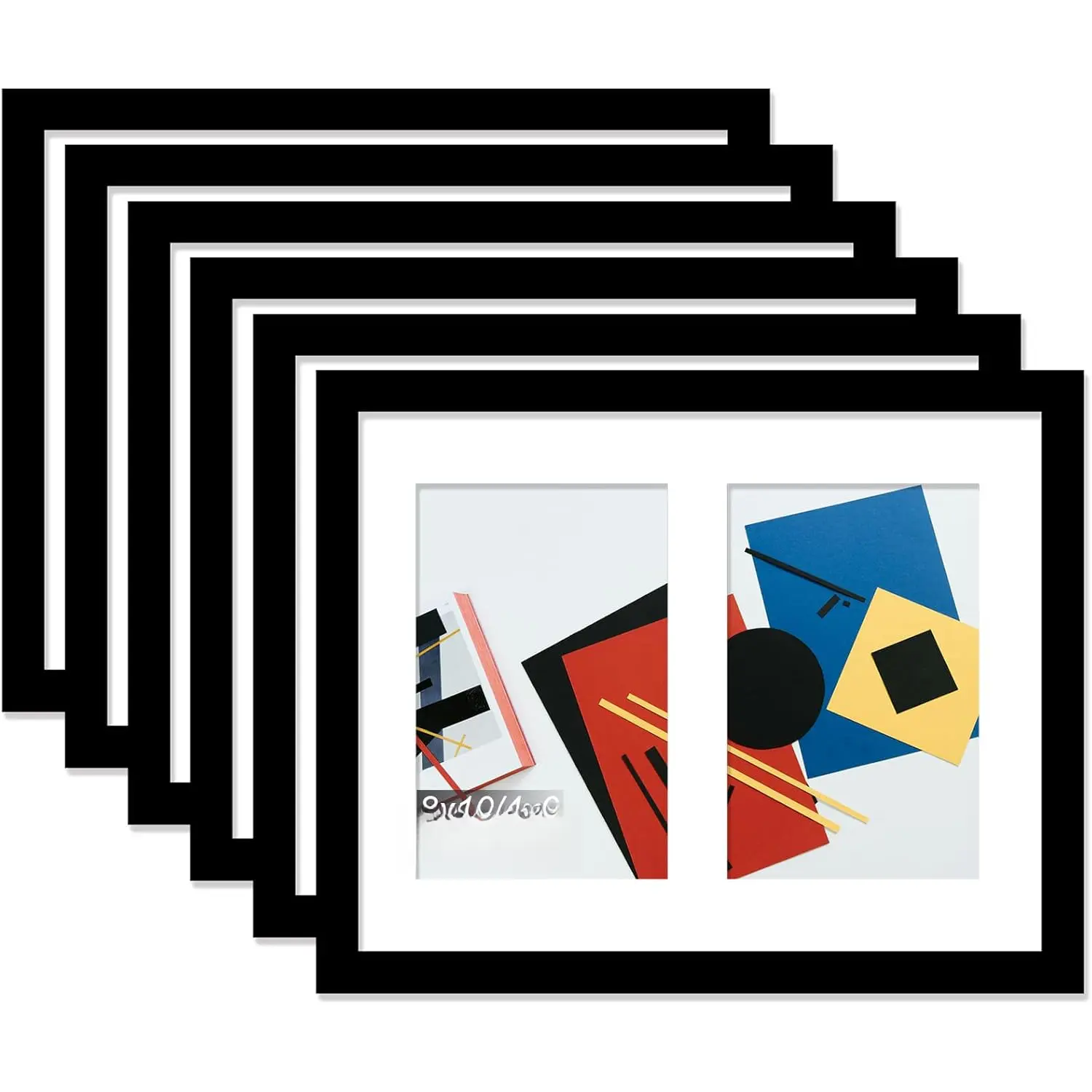 4x6 Picture Frame Collage Set of 6, Display 2 4x6 Picture Collage or 8x10 Photo Only Without Mat, Light Weight and High Transparent Frame for Wall - 6 Pack/Black/2-Openings