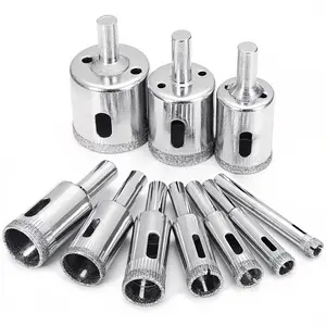 15-Piece Diamond Hole Saw Drill Bit Set, Wet Cutting Core Bit for Clean Round Holes, 6-50mm for Tile, Marble, Glass Hole Drilling