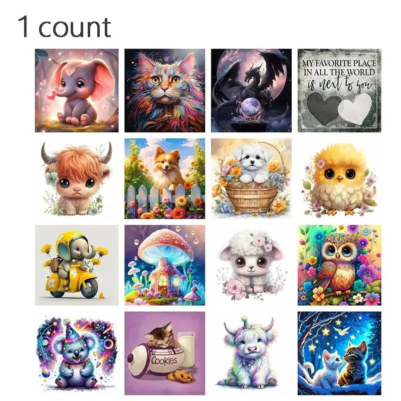 Cute Cartoon Animal Design Diamond Painting Kit without Frame, Cute Animal Pattern DIY 5D Diamond Painting Kit without Frame, DIY Wall Art Decor for H