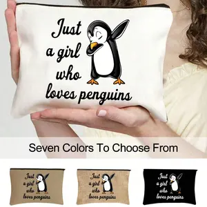 Penguin Theme Gift Bag, Large Capacity Travel Makeup Organizer, Foldable Storage Pouch, Perfect for Women, Girls, Lovers, Teachers