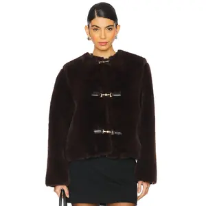 Lovers and Friends Rhoda Faux Fur Jacket in Brown