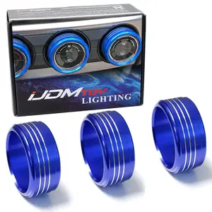 iJDMTOY 3pc Blue Anodized Aluminum AC Climate Control Turner Ring Covers For Subaru WRX, STI, Impreza, Forester, XV Crosstrek