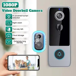 1 set of WiFi smart video doorbell Home Security System, equipped with a 720P HD camera, PIR motion detection, night vision, and two-way voice communication, real-time mobile alerts, wireless