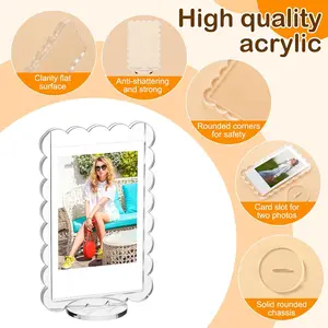 Acrylic Sign Holder 4x6, 5 Pack Clear Table Vertical Double Sided Table Menu Display, Plastic Desktop Picture Frames Stand Acrylic Paper Holder Tabletop Sign Holder for Wedding Office Show Fair